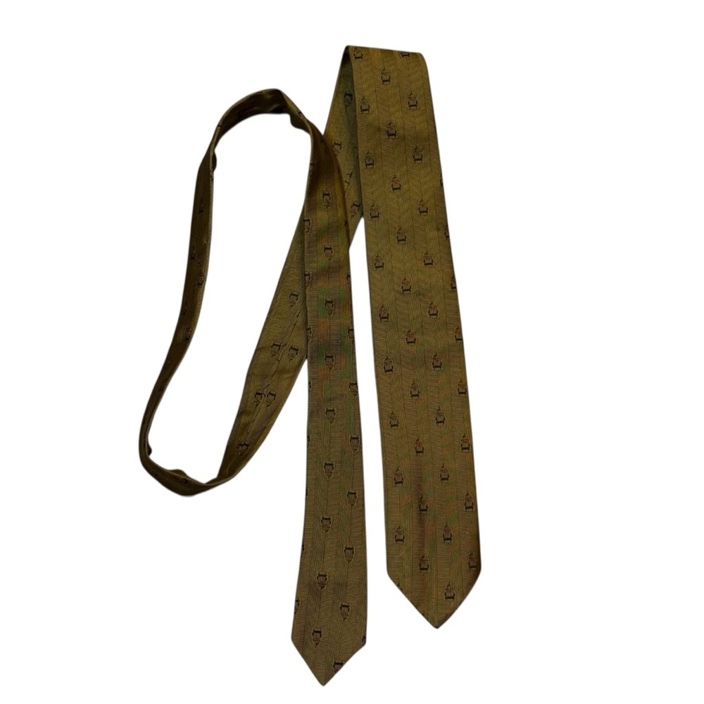 Christian Dior vintage silk Olive Green Men's Tie birdcage print